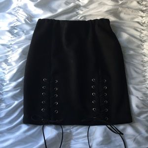 LF stores black lace up skirt small